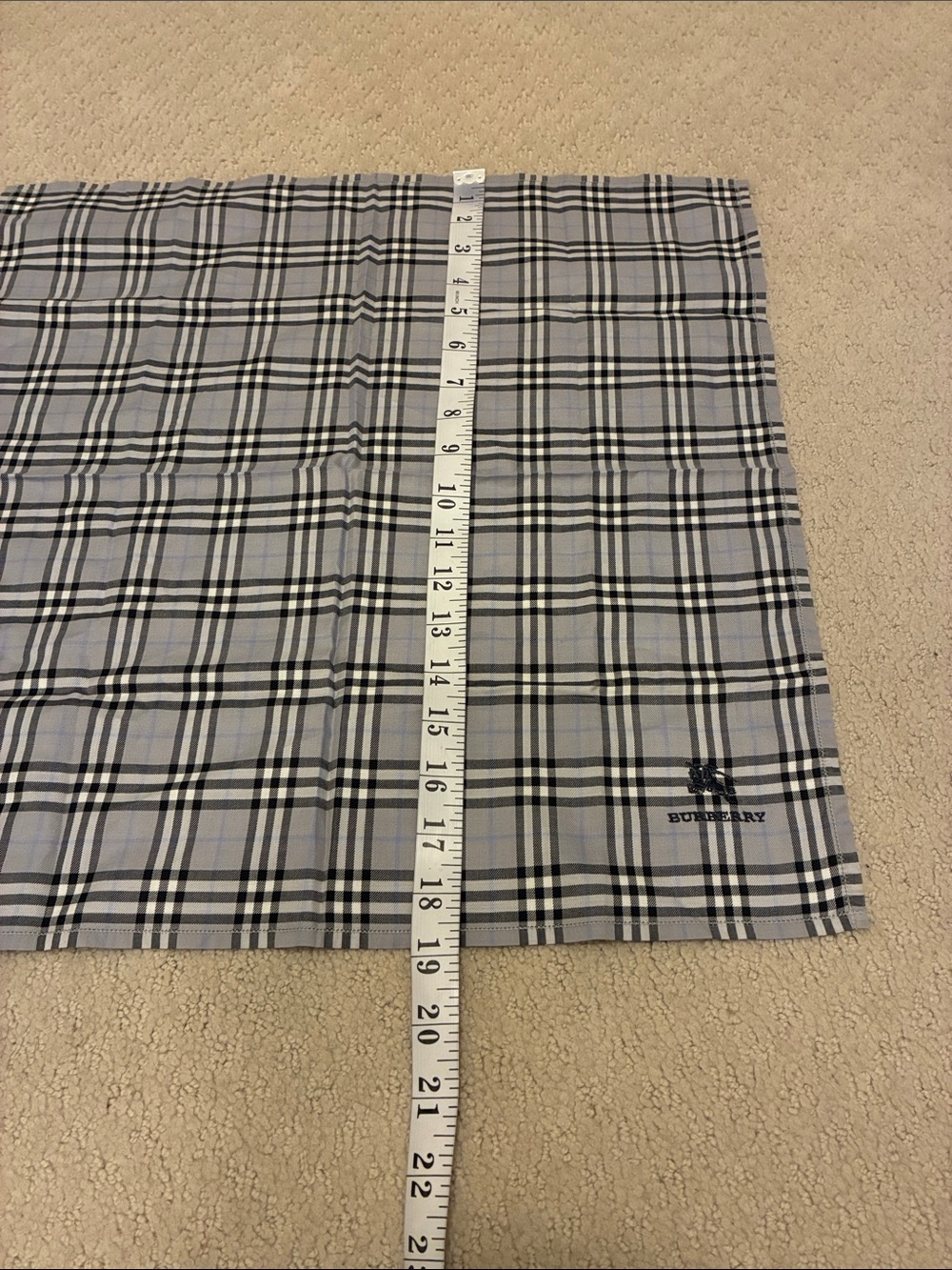 Burberry Vintage Grey Plaid Cotton Handkerchief Pocket Square Japan👝 - Picture 5 of 5
